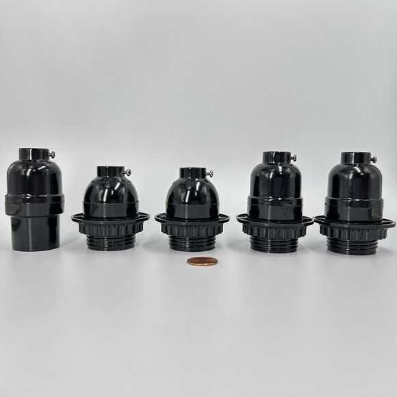 5 Lot Assorted ADL Sunlite Black Phenolic Keyless Threaded Lamp Socket 660W 250V - Picture 2 of 12